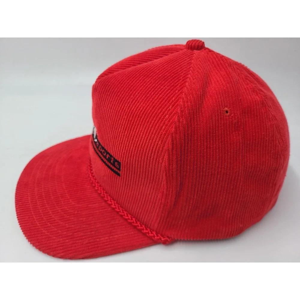 Vintage ABC Sports Corduroy Rope Sportsman Snapback Hat‎ Cap Cotton Casual Red